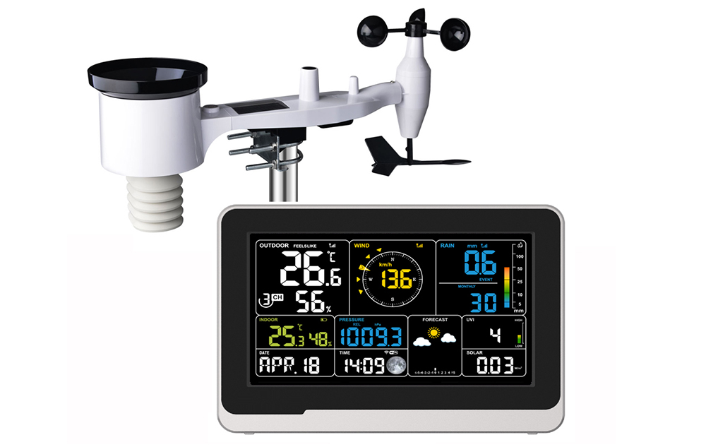 WS3900 Large LCD display WiFi weather station with 7-in-1 outdoor sensor